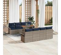 vidaXL Conjunto de sofá de jardín 7 uds. gris y azul marino