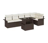 vidaXL Conjunto de sofá de jardín 7 uds. Marrón