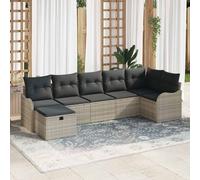 vidaXL Conjunto de sofá de jardín 7 uds. Poliratán