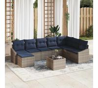 vidaXL Conjunto de sofá de jardín 8 pcs Gris y marino ratán sintético