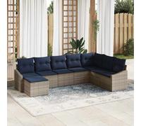 vidaXL Conjunto de sofá de jardín 8 pcs Gris y marino ratán sintético