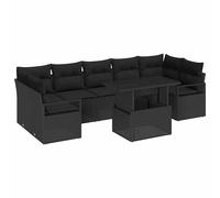 vidaXL Conjunto de sofá de jardín 8 pcs Negro ratán sintético