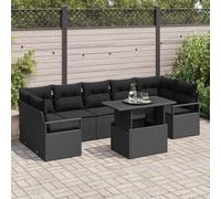 vidaXL Conjunto de sofá de jardín 8 pcs Negro ratán sintético