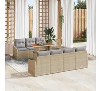 vidaXL Conjunto de sofá de jardín 8 uds. Beige Poliratán