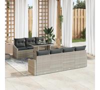 vidaXL Conjunto de sofá de jardín 8 uds. Gris Claro ratán sintético