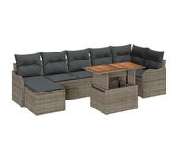 vidaXL Conjunto de sofá de jardín 8 uds. Gris Poliratán – Rattan resistente UV para patio y terraza