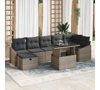 vidaXL Conjunto de sofá de jardín 8 uds. Gris ratán sintético