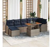 vidaXL Conjunto de sofá de jardín 8 uds. gris y azul marino