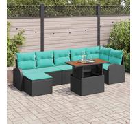 vidaXL Conjunto de sofá de jardín 8 uds. Negro Poliratán