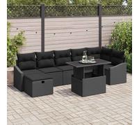 vidaXL Conjunto de sofá de jardín 8 uds. Negro ratán sintético
