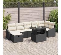 vidaXL Conjunto de sofá de jardín 8 uds. Negro ratán sintético