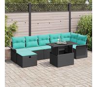 vidaXL Conjunto de sofá de jardín 8 uds. Negro ratán sintético