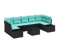 vidaXL Conjunto de sofá de jardín 8 uds. Negro y Turquesa
