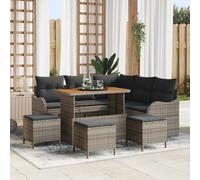 vidaXL Conjunto de sofá de jardín 9 uds. 8-Número de plazas Gris