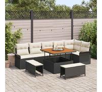 vidaXL Conjunto de sofá de jardín 9 uds. 8-Número de plazas Negro