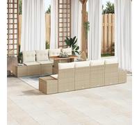 vidaXL Conjunto de sofá de jardín 9 uds. Beige Poliratán