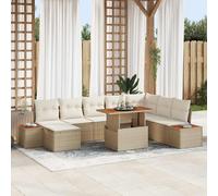 vidaXL Conjunto de sofá de jardín 9 uds. Beige Poliratán