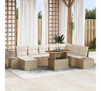 vidaXL Conjunto de sofá de jardín 9 uds. Beige Poliratán