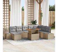 vidaXL Conjunto de sofá de jardín 9 uds. Beige Poliratán