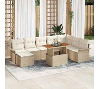 vidaXL Conjunto de sofá de jardín 9 uds. Beige Poliratán