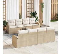 vidaXL Conjunto de sofá de jardín 9 uds. Beige ratán sintético