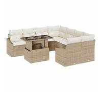 vidaXL Conjunto de sofá de jardín 9 pcs – Modular beige y crema, ratán sintético resistente al UV