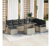 vidaXL Conjunto de sofá de jardín 9 uds. Gris Claro ratán sintético