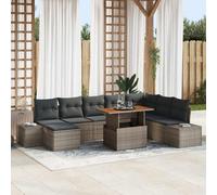 vidaXL Conjunto de sofá de jardín 9 uds. Gris Poliratán