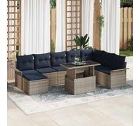 vidaXL Conjunto de sofá de jardín 9 uds. Gris ratán sintético