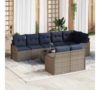 vidaXL Conjunto de sofá de jardín 9 uds. Gris ratán sintético