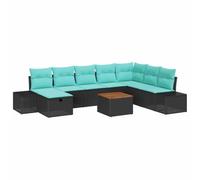 vidaXL Conjunto de sofá de jardín 9 uds. Negro Poliratán