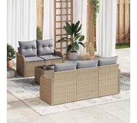 vidaXL Conjunto de sofá de jardín Beige ratán sintético
