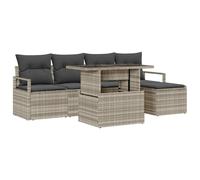 vidaXL Conjunto de sofá de jardín con cojín 6 pcs Gris claro