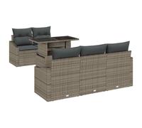 vidaXL Conjunto de sofá de jardín con cojín 6 pcs Gris ratán sintético