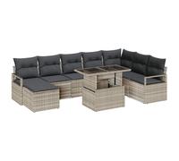 vidaXL Conjunto de sofá de jardín con cojín 9 pcs Gris claro