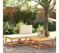 vidaXL Conjunto de sofá de jardín de 3 piezas con cojines de madera de acacia y cuerda