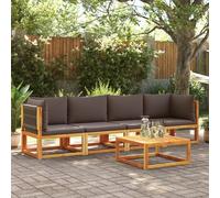 vidaXL Conjunto de sofá de jardín de 4 piezas con cojines de madera de acacia y cuerda