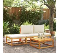 vidaXL Conjunto de sofá de jardín de 4 piezas con cojines de madera de acacia y cuerda