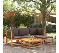 vidaXL Conjunto de sofá de jardín de 5 piezas con cojines de madera de acacia y cuerda