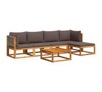 vidaXL Conjunto de sofá de jardín de 6 piezas con cojines de madera de acacia y cuerda