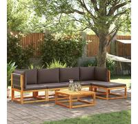 vidaXL Conjunto de sofá de jardín de 6 piezas con cojines de madera de acacia y cuerda