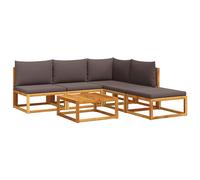 vidaXL Conjunto de sofá de jardín de 6 piezas con cojines de madera de acacia y cuerda
