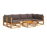 vidaXL Conjunto de sofá de jardín de 7 piezas con cojines de madera de acacia y cuerda