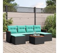 vidaXL Conjunto de sofá de jardín de 7 piezas con cojines negro