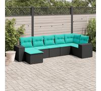 vidaXL Conjunto de sofá de jardín de 7 piezas con cojines negro