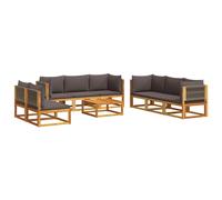 vidaXL Conjunto de sofá de jardín de 9 piezas con cojines de madera de acacia y cuerda
