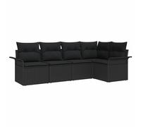 vidaXL Conjunto de sofá de jardín Manual 5 pcs Negro ratán sintético