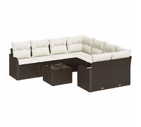 vidaXL Conjunto de sofá de jardín Manual 9 pcs Marrón ratán sintético