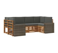 vidaXL Conjunto de Sofá Seccional 6 pcs Natural y Antracita Poliéster