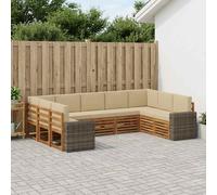 vidaXL Conjunto de Sofá Seccional 9 pcs Natural y Beige Poliéster